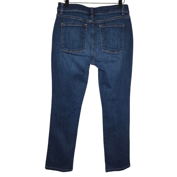 L.L. Bean Petite Women Classic Fit Dark Wash Straight Ankle Denim Jeans Size 10 - Picture 2 of 9